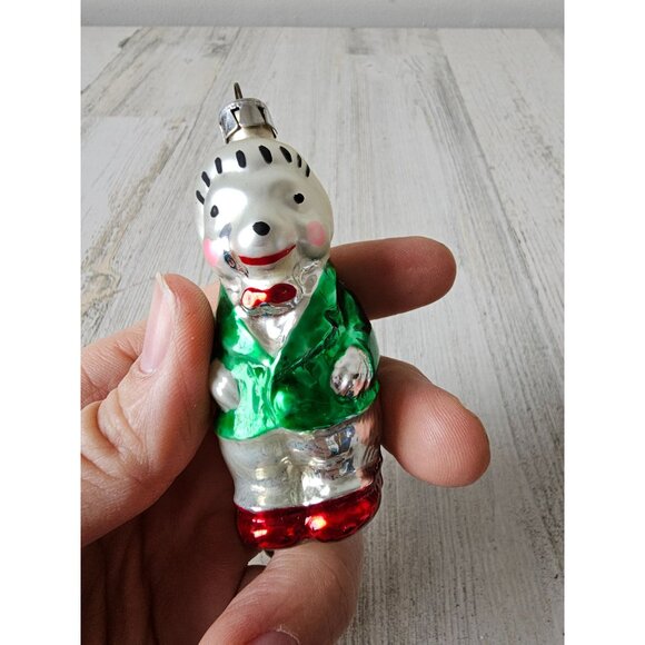 Glass hedgehog Mercury ornament green axis tree vintage - Picture 7 of 7